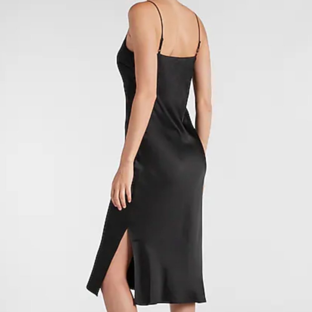 Express-Silk Slip Dress (Black 🖤)-L - Picture 3 of 4
